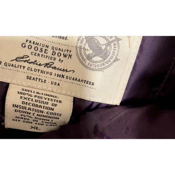 Eddie Bauer Down Purple Jacket Puffer XL - Picture 4 of 5